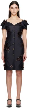 Shop Shushu-tong Navy Off-shoulder Lapel Slim Midi Dress In Na100 Navy Blue