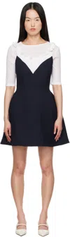 Shushu-tong Navy Patchwork Pleated Collar Minidress In Na100 Navy Blue