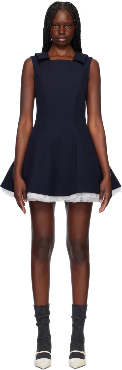 Shushu-tong Navy Puffy Sleeveless Minidress In Na100 Navy Blue