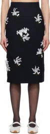 Shushu-tong Navy Ribbon Jacquard Midi Skirt In Na100 Navy Blue