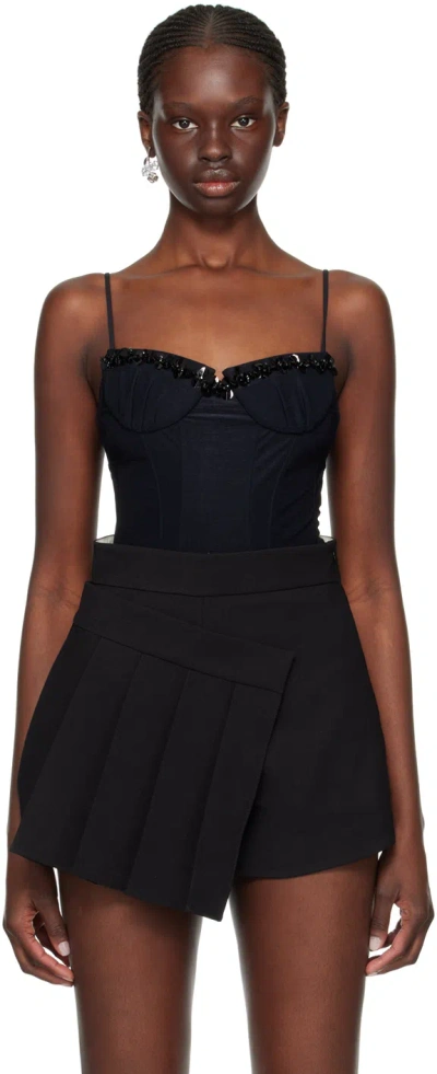 Shushu-tong Navy Ruffled Bodysuit In Na100 Navy