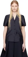 Shushu-tong Navy Short-sleeved Lapel Shirt In Na100 Navy Blue