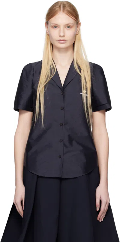 Shushu-tong Navy Short-sleeved Lapel Shirt In Na100 Navy Blue