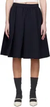 Shushu-tong Navy Silhouette Pleated Midi Skirt In Na100 Navy Blue