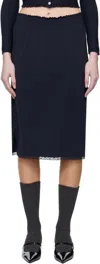 Shop Shushu-tong Navy Stretch Midi Skirt In Na100 Navy Blue
