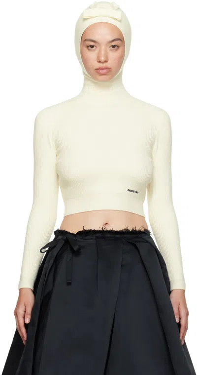 Shushu-tong Off-white Hooded Turtleneck In Wh100 White