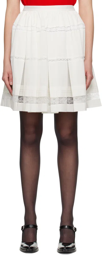 Shushu-tong Off-white Lace Patchwork Pleated Miniskirt In Wh100 White