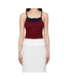 Shushu-tong Red Patchwork Knit Sling Tank Top In Wine Red