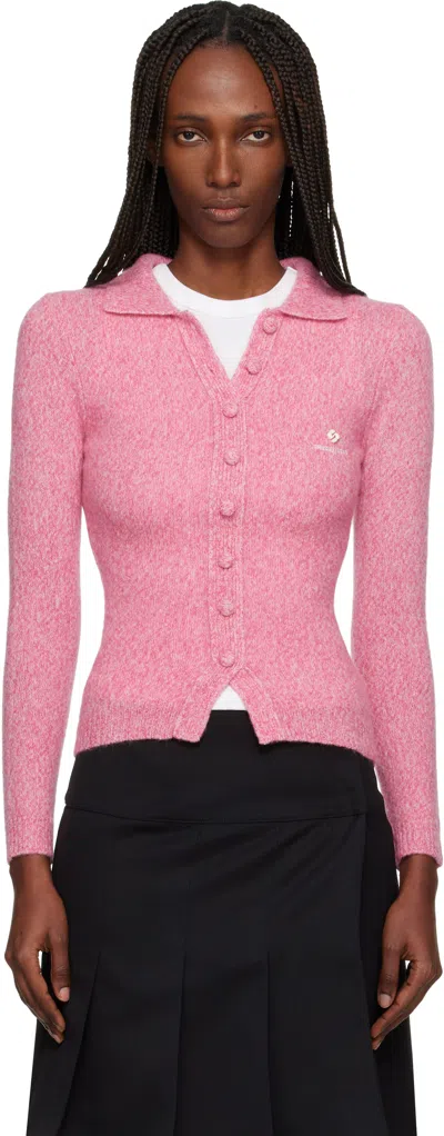 Shushu-tong Pink Lapel Fitted Cardigan