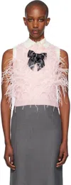 Shushu-tong Shushu/tong Bow Feather Sleeveless Wool Blend Sweater In Pi100 Pink