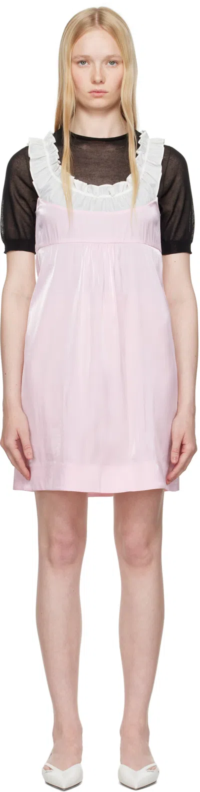 Shushu-tong Pink Patchwork Sling Minidress In Pi100 Pink