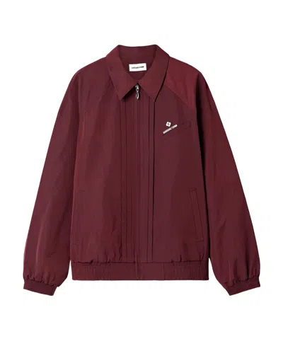 Shushu-tong Pintucked Embroidered Shell Jacket In Burgundy