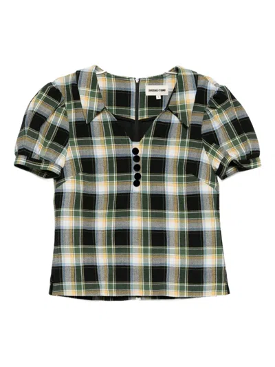 Shushu-tong Plaid Blouse In Green
