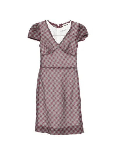 Shushu-tong Gingham Lace-trimmed Linen Mini Dress In Multi