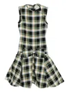 Shushu-tong Plaid Sleeveless Wavy Dress In Green