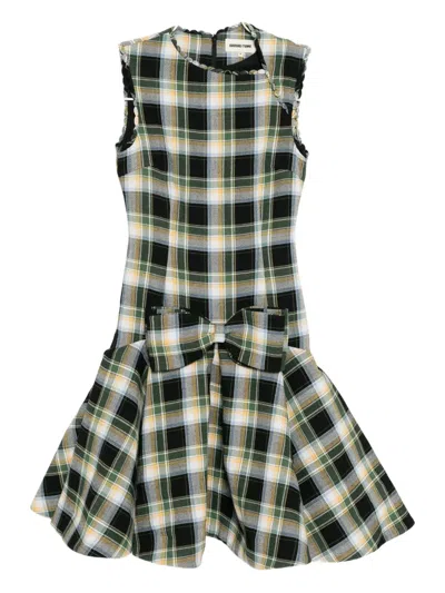 SHUSHU-TONG PLAID SLEEVELESS WAVY DRESS