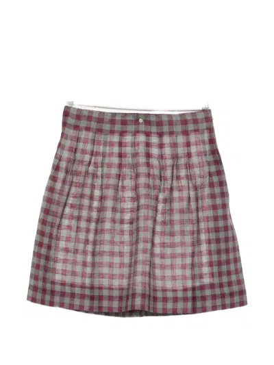Shushu-tong Pleated Check Mini Skirt In Red