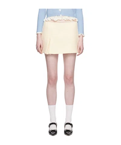 Shushu-tong Off-white Pleat Miniskirt In Wh100 White