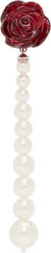 Shushu-tong Red & White Yvmin Edition Pearl Chain Rose Single Earring In Red