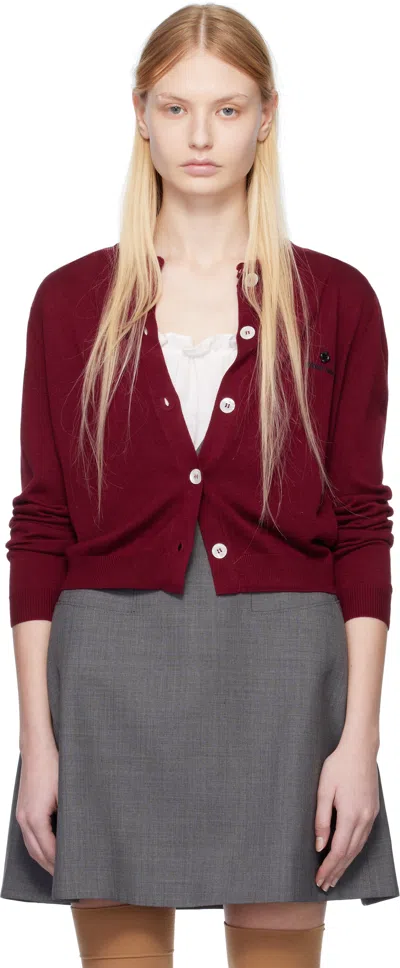 Shushu-tong Red Logo-stitch Knit Cardigan