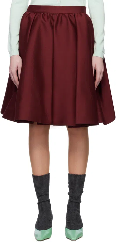 Shushu-tong Red Silhouette Pleated Midi Skirt In Wr100 Wine Red