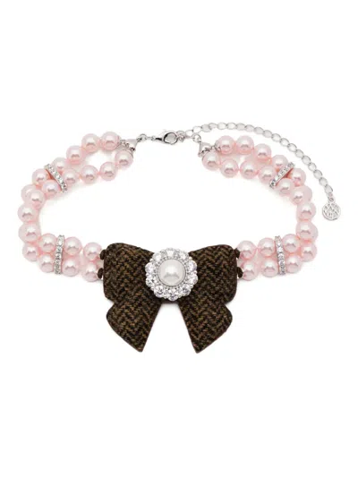 Shushu-tong Ribbon-embellished Neckalce In Pink