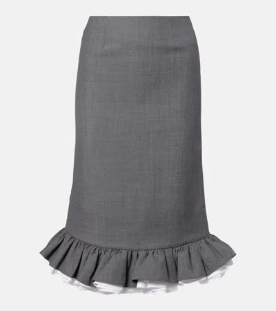 Shushu-tong Ruffled Midi Skirt In Gray