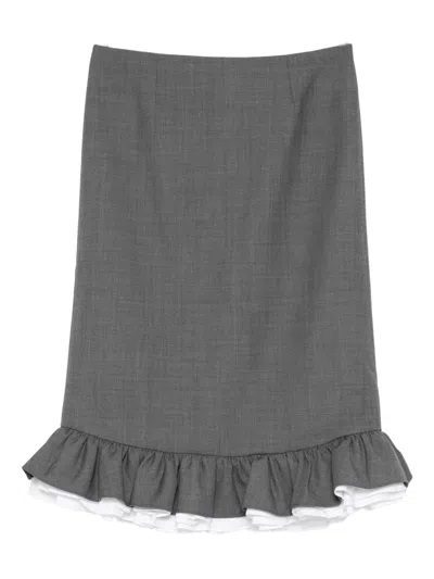Shushu-tong Ruffled Skirt In Gray
