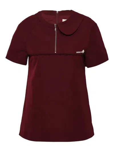 Shushu-tong Semi-peter Pan Collar Top In Red