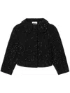 Shushu-tong Cropped Sequined Wool-blend Tweed Jacket In Schwarz