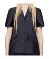 Shushu-tong Navy Short-sleeved Lapel Shirt In Black