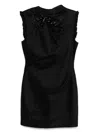 Shushu-tong Black Flare Sleeves Style Slim-fit Minidress In Black