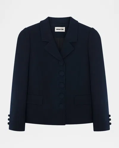 Shushu-tong Short Wool-blend Jacket In Blue