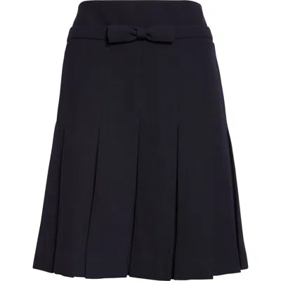 Shushu-tong Shushu/tong Bow Waist Pleated Wool Grain De Poudre Skirt In Black