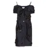 Shushu-tong Navy Off-shoulder Lapel Slim Midi Dress