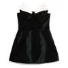 Shushu-tong Black Dress With Bustier-style Neckline And Velvet Effect In Black