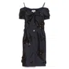 Shushu-tong Navy Off-shoulder Lapel Slim Midi Dress In Blue