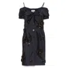Shushu-tong Navy Off-shoulder Lapel Slim Midi Dress In Blue