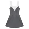 Shushu-tong Paneled Wool And Linen-blend Trimmed Grain De Poudre Mini Dress In Multicolor