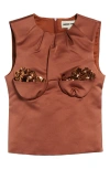 Shushu-tong Brown Sequin Top In Red Brown