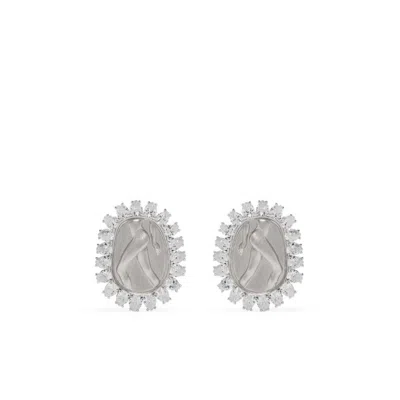 Shushu-tong Maiden Crystal-embellished Earrings In Silver
