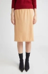 Shushu-tong Beige Stretch Midi Skirt In Gray