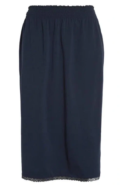 Shushu-tong Shushu/tong Lace Trim Midi Skirt In Navy Blue
