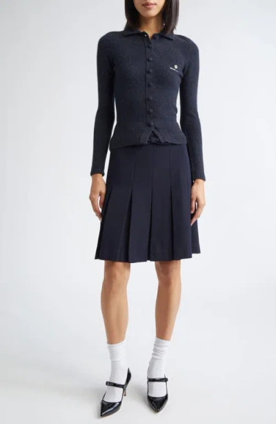 Shushu-tong Shushu/tong Logo Fitted Wool Blend Cardigan In Blue