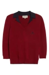 Shushu-tong Shushu/tong Logo Stitch Colorblock Silk & Cashmere Sweater In Wine Red