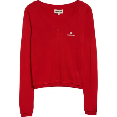 Shushu-tong Shushu/tong Logo Stitch Silk Sweater In Red