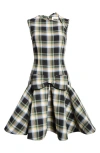 Shushu-tong Shushu/tong Plaid Asymmetric Neck Dress In Green