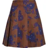 Shushu-tong Shushu/tong Pleated Floral Print A-line Skirt In Brown