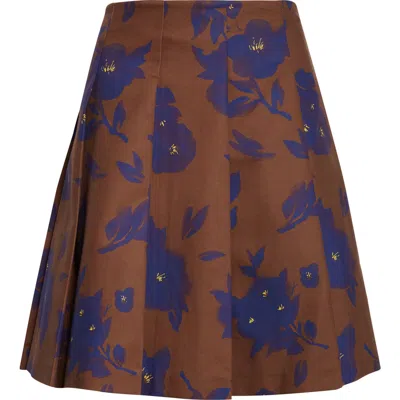 Shushu-tong Shushu/tong Pleated Floral Print A-line Skirt In Brown
