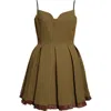 Shushu-tong Shushu/tong Pleated Wool Grain De Poudre Minidress In Green